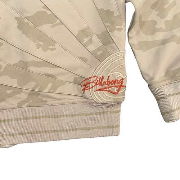 Billabong Jacket Zip Up Tan Camo Stand Up Collar Logo Men's M Pockets Sweater - Picture 3 of 13
